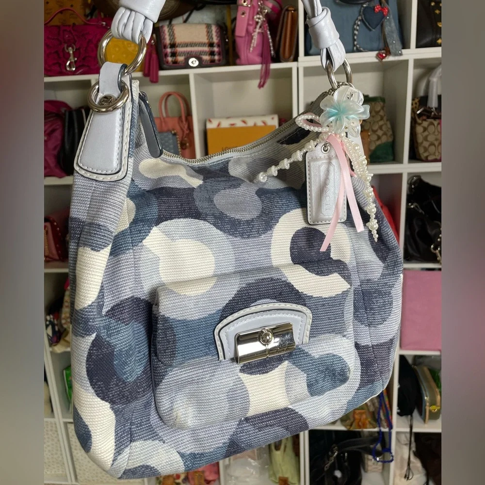 Coach Kristin Graphic Denim Op Art Hobo Bag - Picture 4 of 17
